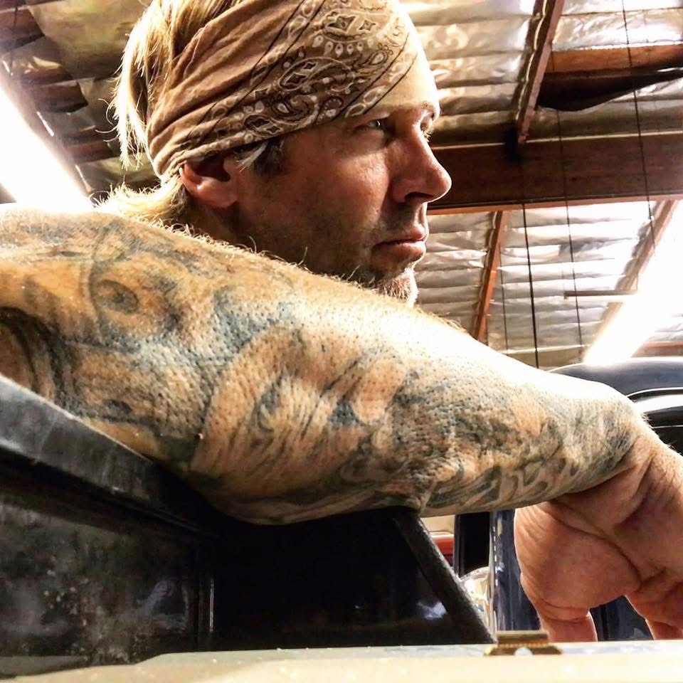 Bodie in the workshop