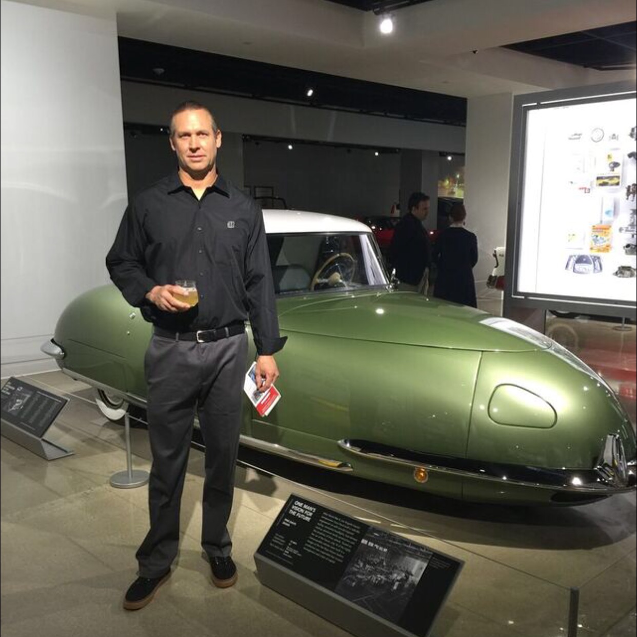 Bodie with a museum display car